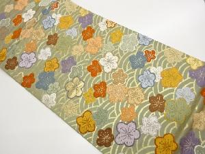 唐織青海波花尽文様織出し袋帯